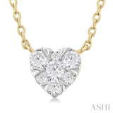1/10 ctw Lovebright Petite Heart Shape Round Cut Diamond Fashion Pendant With Chain in 10K Yellow Gold