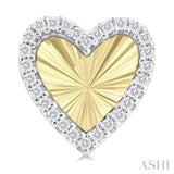 1/5 ctw Fluted Texture Heart Shape Round Cut Diamond Fashion Stud Earring in 10K Yellow and White Gold
