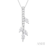 1/4 ctw Marquise and Round Cut Diamond Fashion Pendant With Chain in 14K White Gold