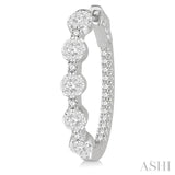 1 ctw Circular Five Mount Lovebright Round Cut Diamond Hoop Earrings in 14K White Gold