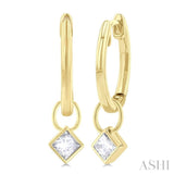 1/3 ctw Bezel Set Princess Cut Diamond Huggie Earrings in 14K Yellow Gold