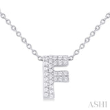 1/10 ctw Bubble Accent Initial 'F' Round Cut Diamond Fashion Pendant With Chain in 10K White Gold