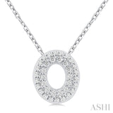 1/10 ctw Bubble Accent Initial 'O' Round Cut Diamond Fashion Pendant With Chain in 10K White Gold