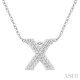 1/10 ctw Bubble Accent Initial 'X' Round Cut Diamond Fashion Pendant With Chain in 10K White Gold