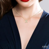 1/10 ctw Bubble Accent Initial 'X' Round Cut Diamond Fashion Pendant With Chain in 10K Yellow Gold
