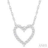 1/10 ctw Heart Shape Round Cut Diamond Pendant With Chain in 14K  White Gold