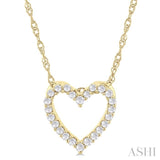 1/10 ctw Heart Shape Round Cut Diamond Pendant With Chain in 10K  Yellow Gold
