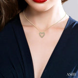 3/8 ctw  Heart Shape Triple Row Round Cut Diamond Fashion Pendant With Chain in 10K Yellow Gold