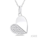 1/8 ctw Twin Face Heart Round Cut Diamond Fashion Pendant With Chain in 10K White Gold