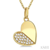 1/8 ctw Twin Face Heart Round Cut Diamond Fashion Pendant With Chain in 10K Yellow Gold