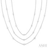 5 ctw Mixed Diamond Cut 60-Inch Station Necklace in 14K White Gold