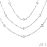 5 ctw Mixed Diamond Cut 60-Inch Station Necklace in 14K White Gold