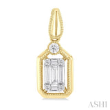 1/3 ctw Fusion Baguette and Round Cut Diamond Fashion Earrings in 14K Yellow and White Gold