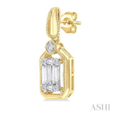 1/3 ctw Fusion Baguette and Round Cut Diamond Fashion Earrings in 14K Yellow and White Gold