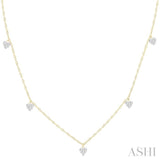 1/3 ctw Lovebright Heart Motif Round Cut Diamond Station Necklace in 14K Yellow Gold