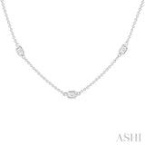 1 1/2 ctw Emerald Cut Diamond Station Necklace in 14K White Gold