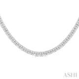 1 ctw Double Row Round Cut Diamond Necklace in 10K White Gold