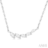 1/3 ctw Graduated Marquise Cut Diamond Fashion Necklace in 14K White Gold