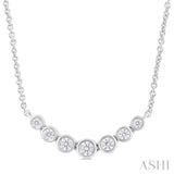 1/4 ctw Graduated Bezel Set Round Cut Diamond Smile Necklace in 14K White Gold