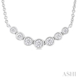 1/4 ctw Graduated Bezel Set Round Cut Diamond Smile Necklace in 14K White Gold