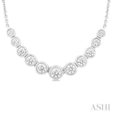 3/4 ctw Graduated Bezel Set Round Cut Diamond Smile Necklace in 14K White Gold