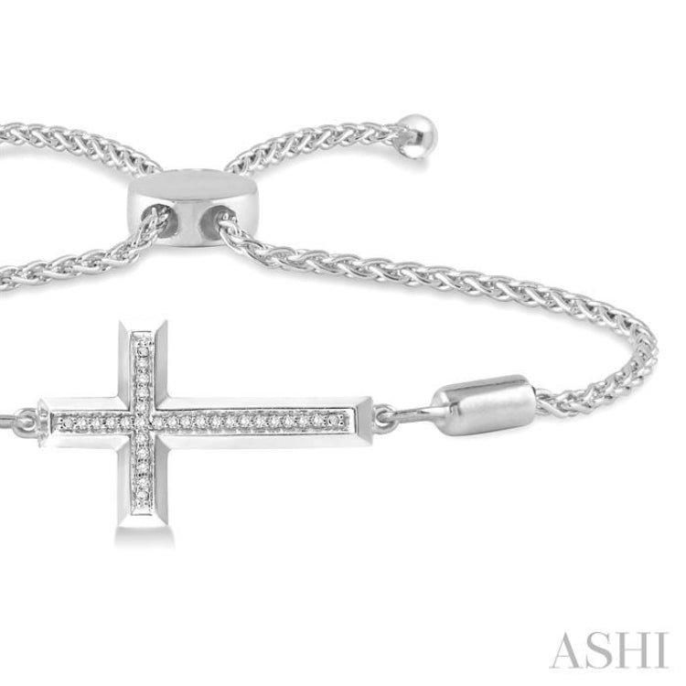 Silver Cross Diamond Lariat Bracelet
