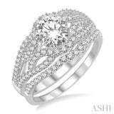1 1/4 Ctw Diamond Wedding Set with 1 Ctw Round Cut Engagement Ring and 1/5 Ctw Wedding Band in 14K White Gold