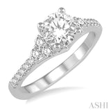 1 Ctw Diamond Engagement Ring with 5/8 Ct Round Cut Center Stone in 14K White Gold